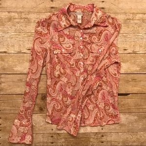 Lucky Brand Paisley Print Button Down Shirt Small